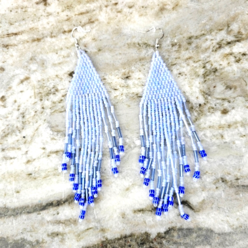 Beaded Fringe Tassel Waterfall Earrings